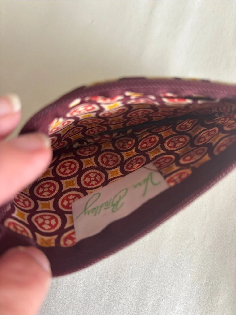 Vera Bradley Maroon Floral ID Zip Wallet with Key Ring - Picture 3 of 6